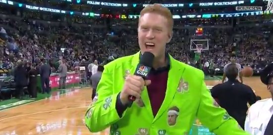 BleacherReport's tweet photo. The White Mamba does what he wants ☘

Brian Scalabrine rocks blazer with his face on it during Celtics broadcast https://t.co/xZDcmAczXV https://t.co/gY3d1PEmRq