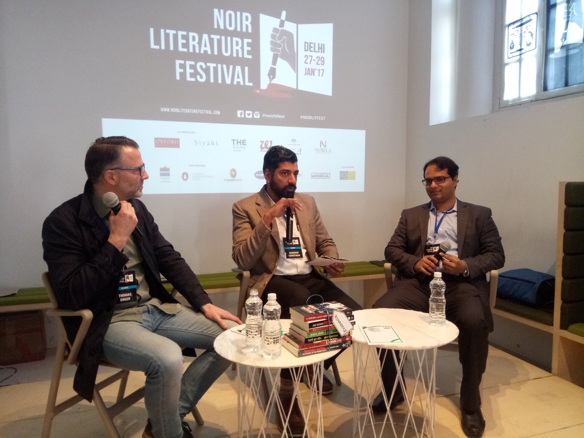 noirlitfest's tweet photo. Second session for the day Judgement Day @EngerThomas @authoruday in conversation with @SandeepUnnithan 
@oxfordbookstore #NoirLitFest https://t.co/PJNWB3KKqA