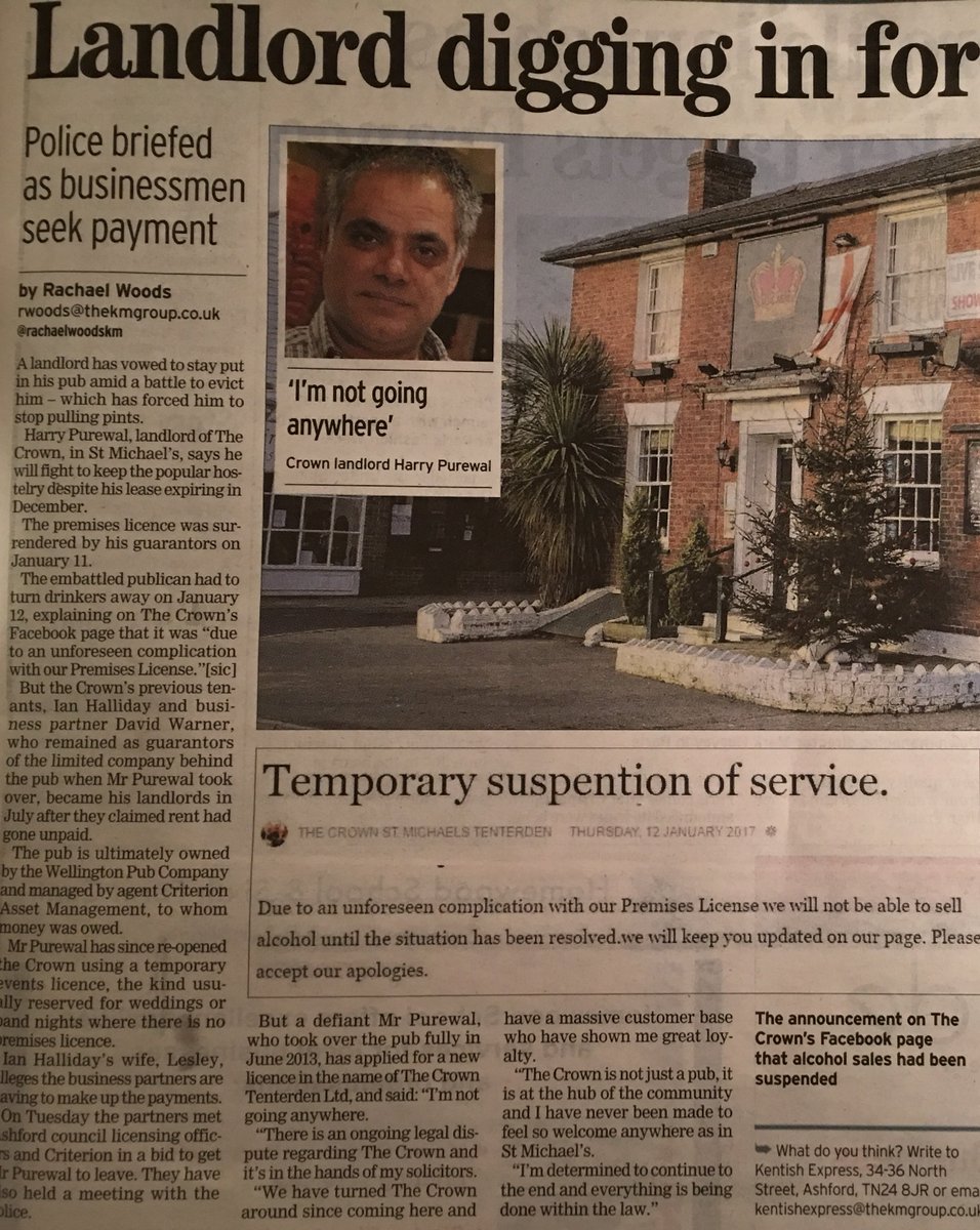 Update on The Crown, St Michaels <a href="/TheCrown1800/">The Crown Tenterden</a> ... bring your own alcohol ... open today (Saturday) 12noon-12midnight &amp; Sun&amp;Wed 12 till 11