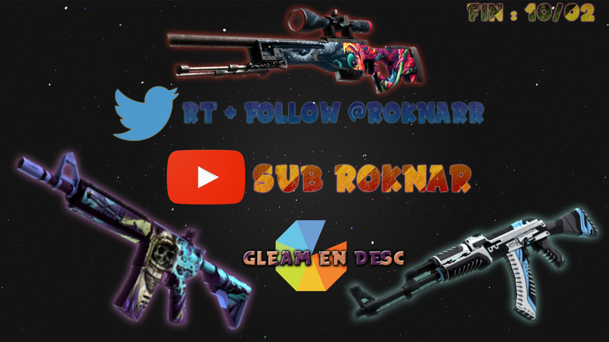 Roknarr's tweet photo. GIVEAWAY 3 GAGNANTS !
• M4A4 Desolate Space
• Ak Vulcain
• Awp Hyperbeast

○ RT + FOLLOW @Roknarr 
○ https://t.co/AujRhWiWw4
○ Gleam desc https://t.co/2o8te8tEVO