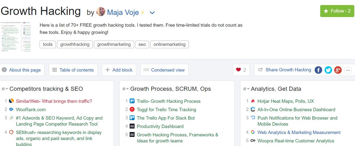 #GrowthHacking here are 🔧70+🆓 #growth tools that I use. 🙏Review the list &amp; suggest <a href="/ZEEFcom/">ZEEF</a> growth-hacking.zeef.com/majavoje?ref=m… #startup #marketing #SEO