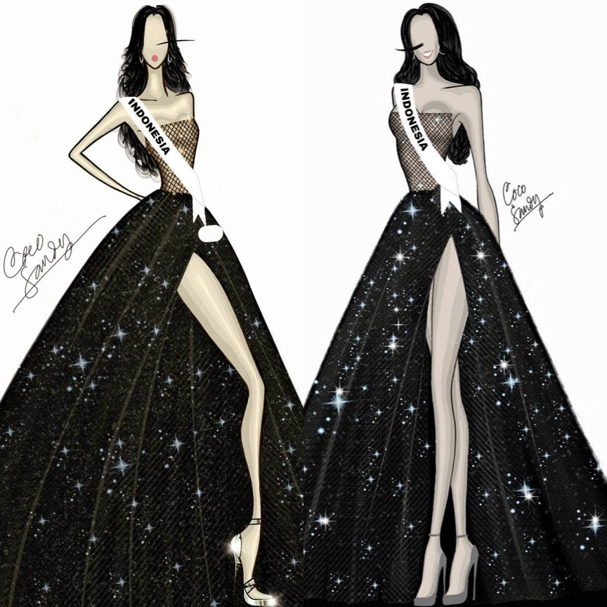 Lukisan Dari Coco Sandy Emang Sangat Bagus,Thanks Coco.Gaun Kedjora Yang di Kenakan KEZIA Karya Ivan Juara Banget! #Indonesia #MissUniverse