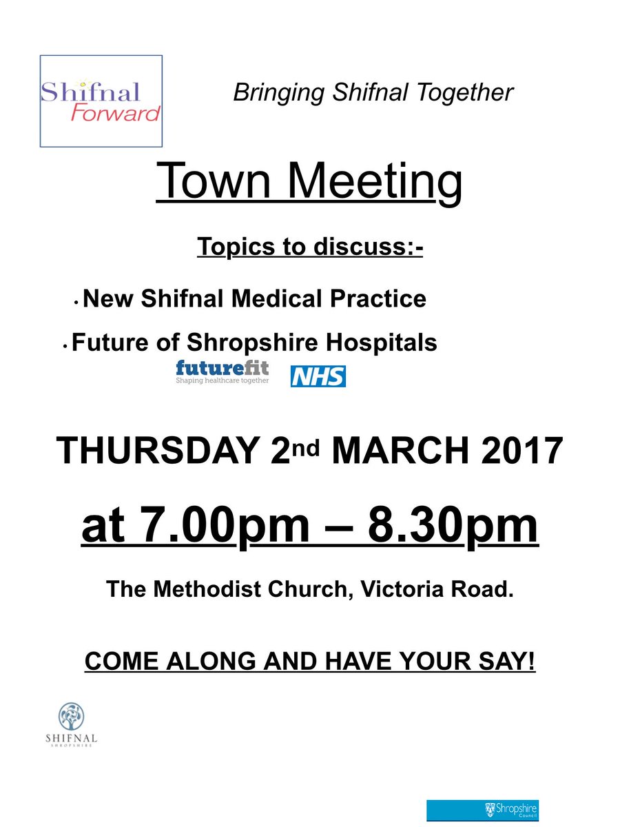 Find out how the plans are going for a new doctors surgery in Shifnal at the next meeting 2nd March
