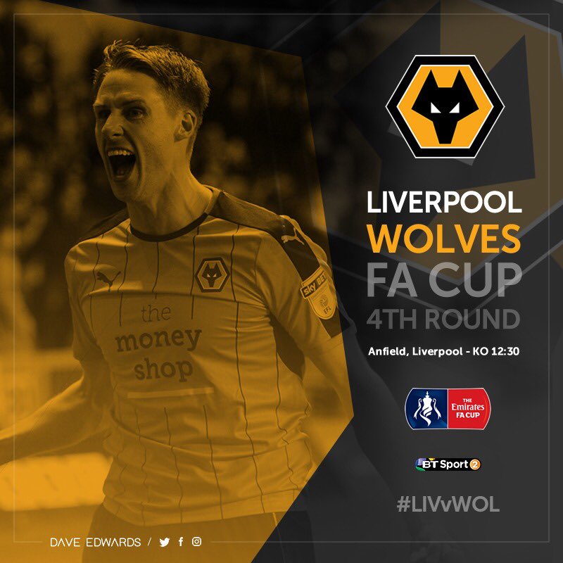 _DaveEdwards's tweet photo. Match day! Can't wait for this one #EmiratesFACup 🏆 @OfficialWolves #WWFC #LIVvWOL #WolvesAyWe 🔸◾🔸◾🔸 https://t.co/Uki1zFBwEO