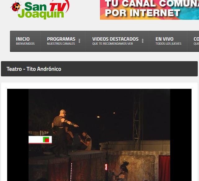 Les presentamos la nota de San Joaquín TV sobre Tito Andrónico, que se presentó en la Plaza Valdivieso de la comuna. goo.gl/4qviTo