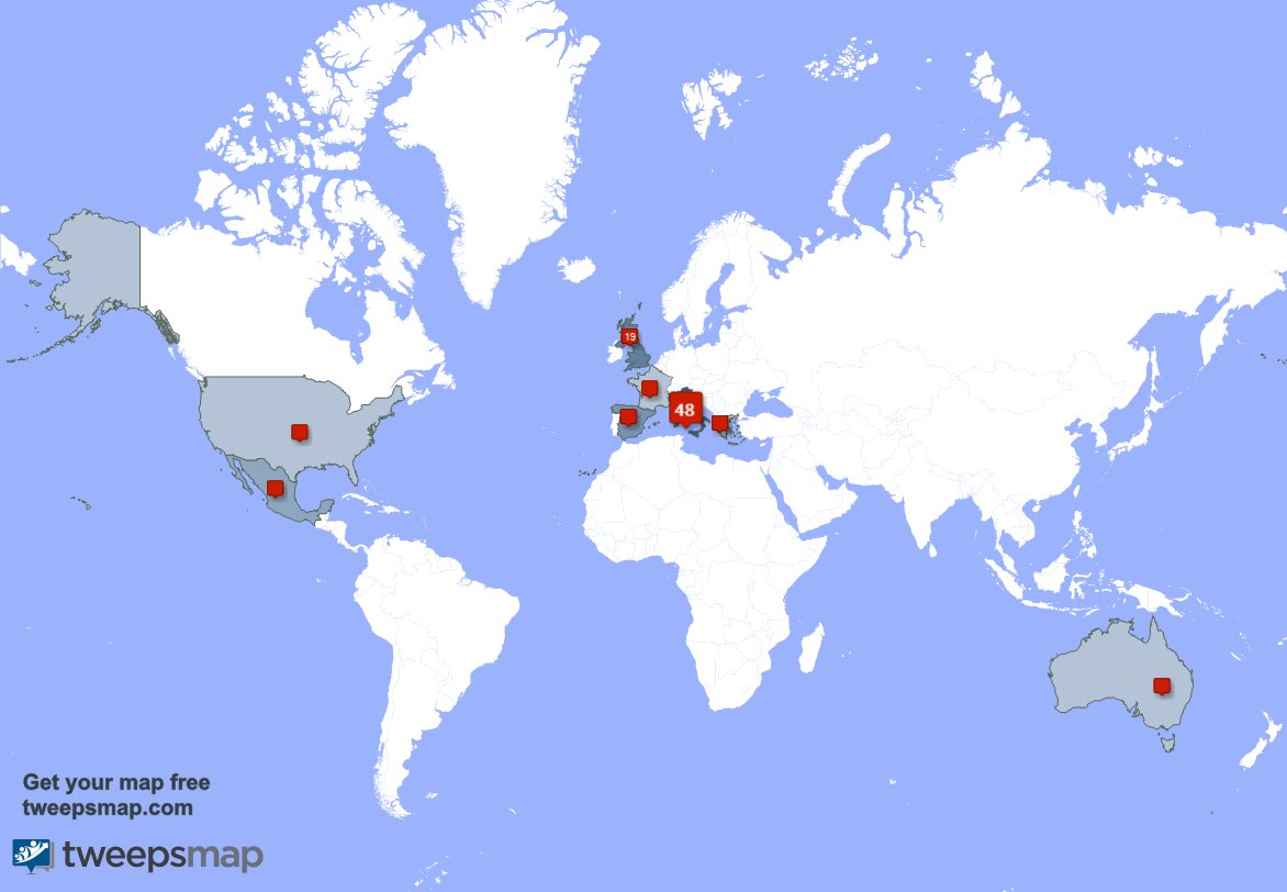 My followers live in Italy (47%), UK.(18%)... Get your map: tweepsmap.com/!gabrispol