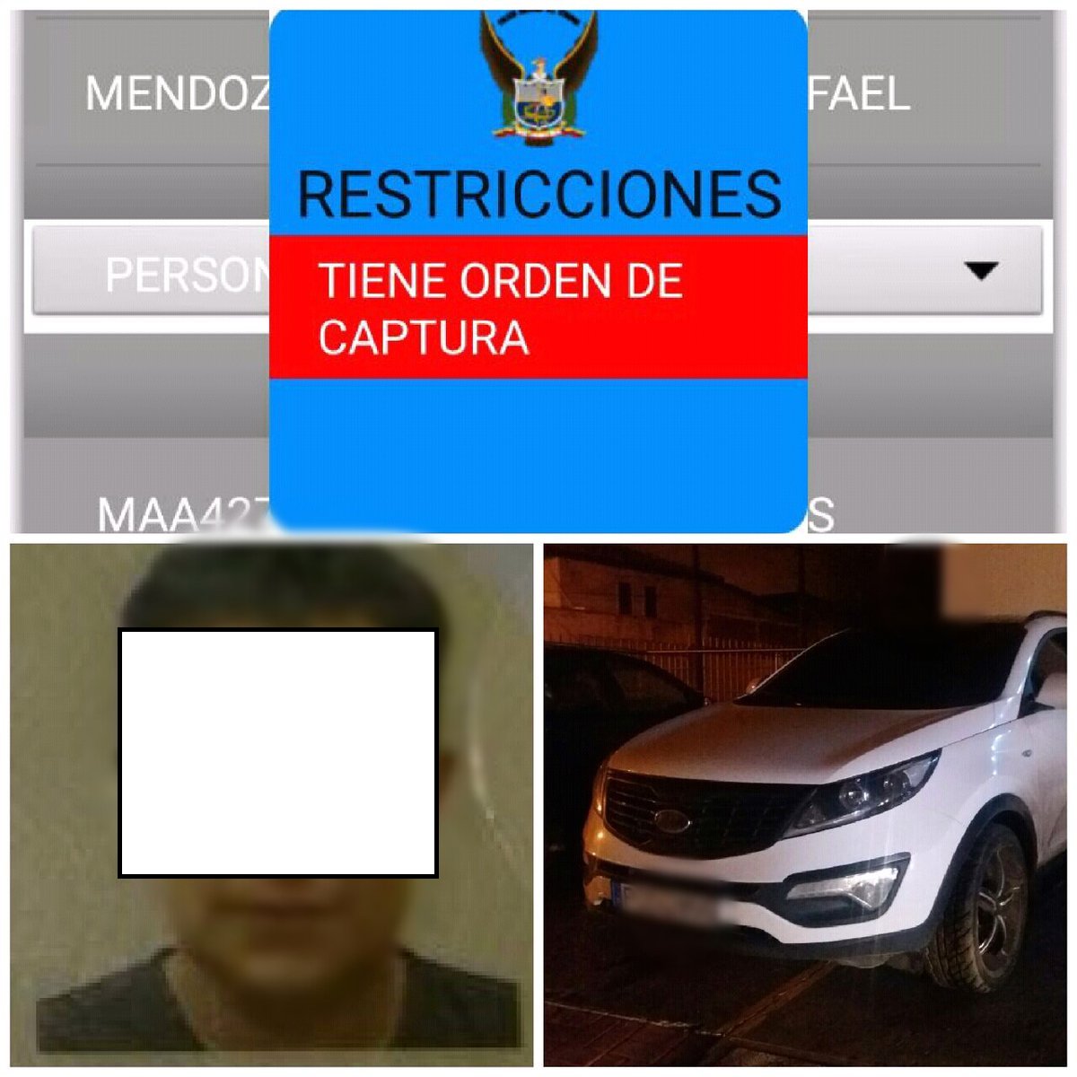 PoliciaEcuador's tweet photo. #MegaOperativo realizado en sector El Corado #DistManta  captura a persona con boleta vigente reflejado en el Siipne móvil https://t.co/O4LMLkOHqI