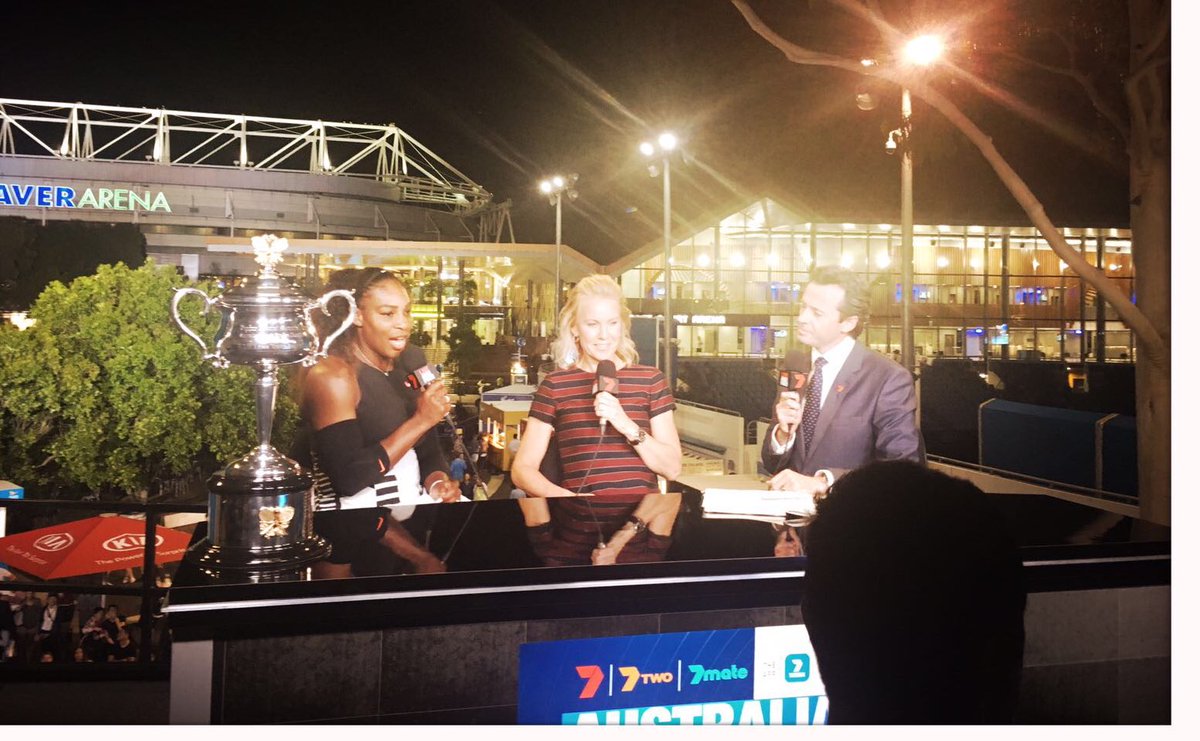 AustralianOpen's tweet photo. #Serena: "We're thirty-fun right now" #ausopen #30fun https://t.co/xNMl5YZtRg