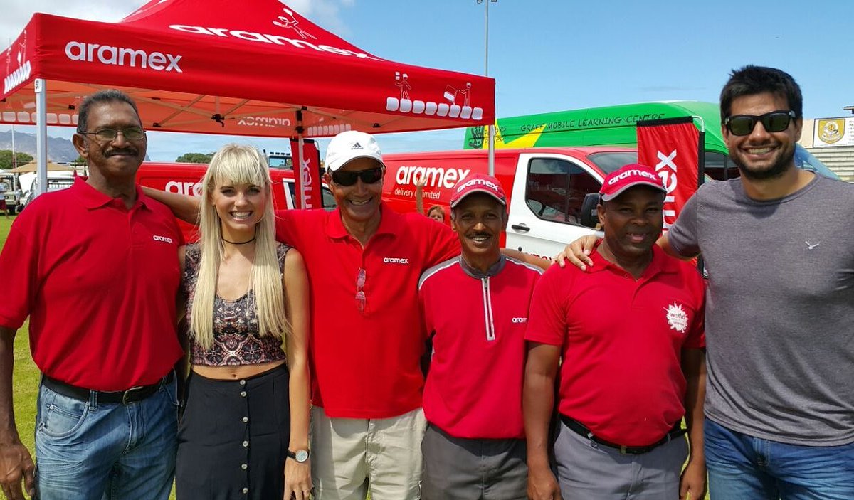 AramexSA's tweet photo. Team Aramex with @JagveldFliek stars @leandiedurandt and @TimTT at @kelfords Ford Fest #ProudPartner #DeliveryUnlimited https://t.co/HNXSkUJBBt