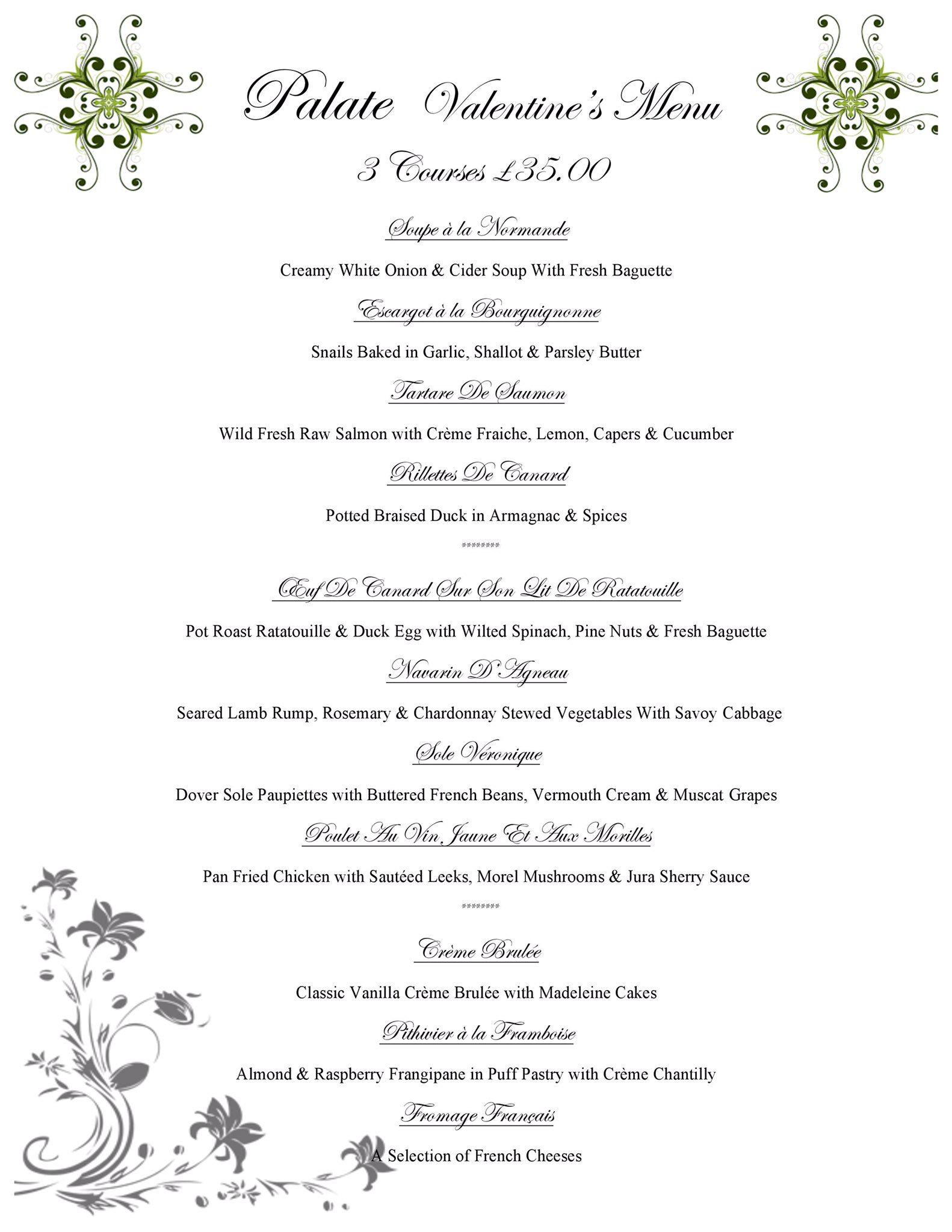 Classic 2024 french menu