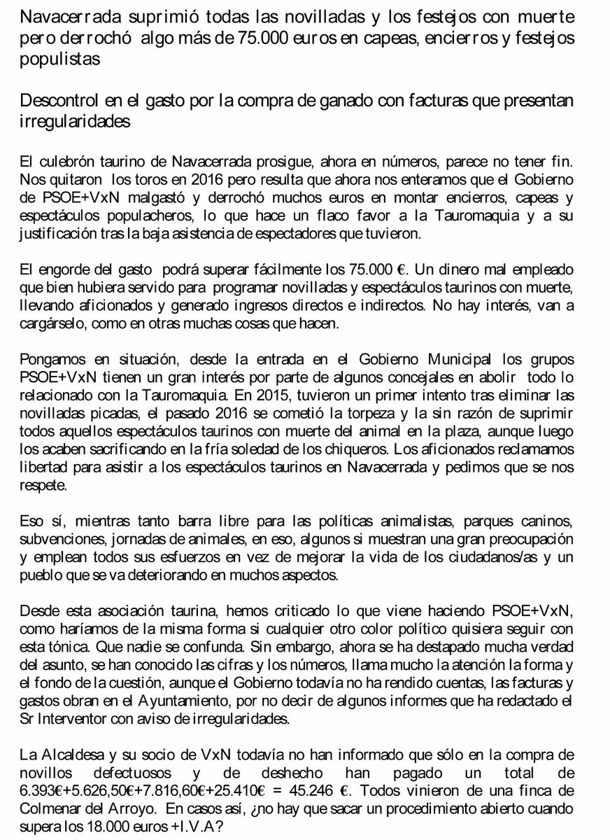 FTNavacerrada's tweet image. En las pasadas Fiestas sin muerte se corrieron 19reses entre añojos, erales y utreros, a un total de 45246€ hace una media de 2381€ el añojo