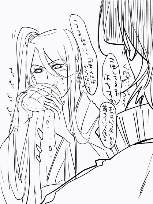 キャスト様の発言に萌えたらくがき><
蜂須賀はメロンパン食べるのがヘタ(ふわっと長蜂) 