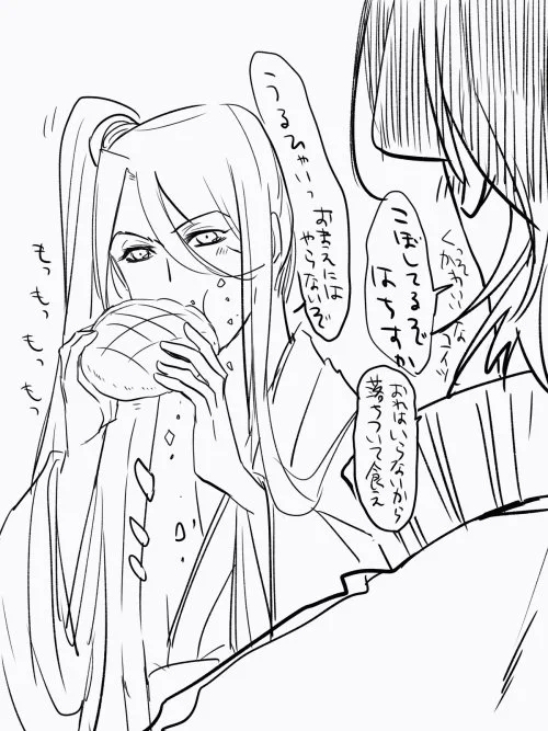 キャスト様の発言に萌えたらくがき><
蜂須賀はメロンパン食べるのがヘタ(ふわっと長蜂) 