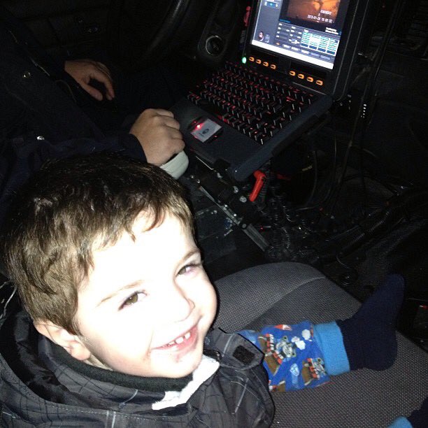 KanellaCiraco's tweet photo. @PCPappy - Look what I found!  Back in Jan 2013 when you came to visit and let Lucas sit in your cruiser. https://t.co/aK7eGF0y58