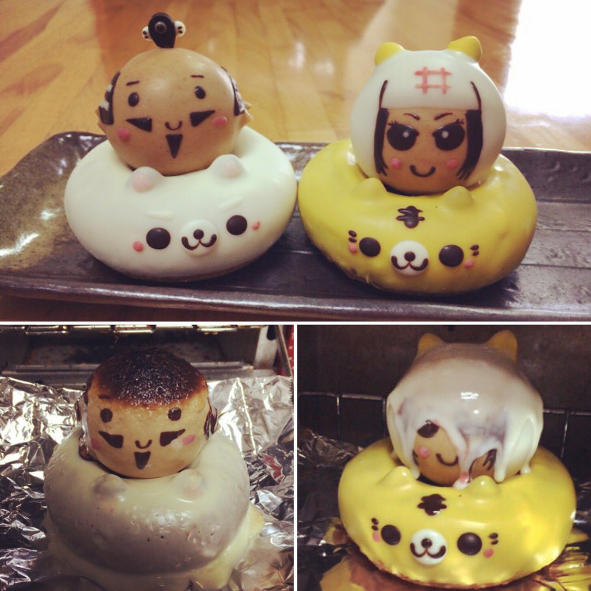 masako727's tweet photo. 念願のフロレスタの家康くん&amp;直虎ちゃんドーナツ。
冷蔵庫保管した場合は、トースターでチンしろと書いてあったのでその通りにしたら、無残な結果に。
#フロレスタ
#ドーナツ
#daughnut 
#家康くん
#直虎ちゃん https://t.co/NRMP98Zrfl