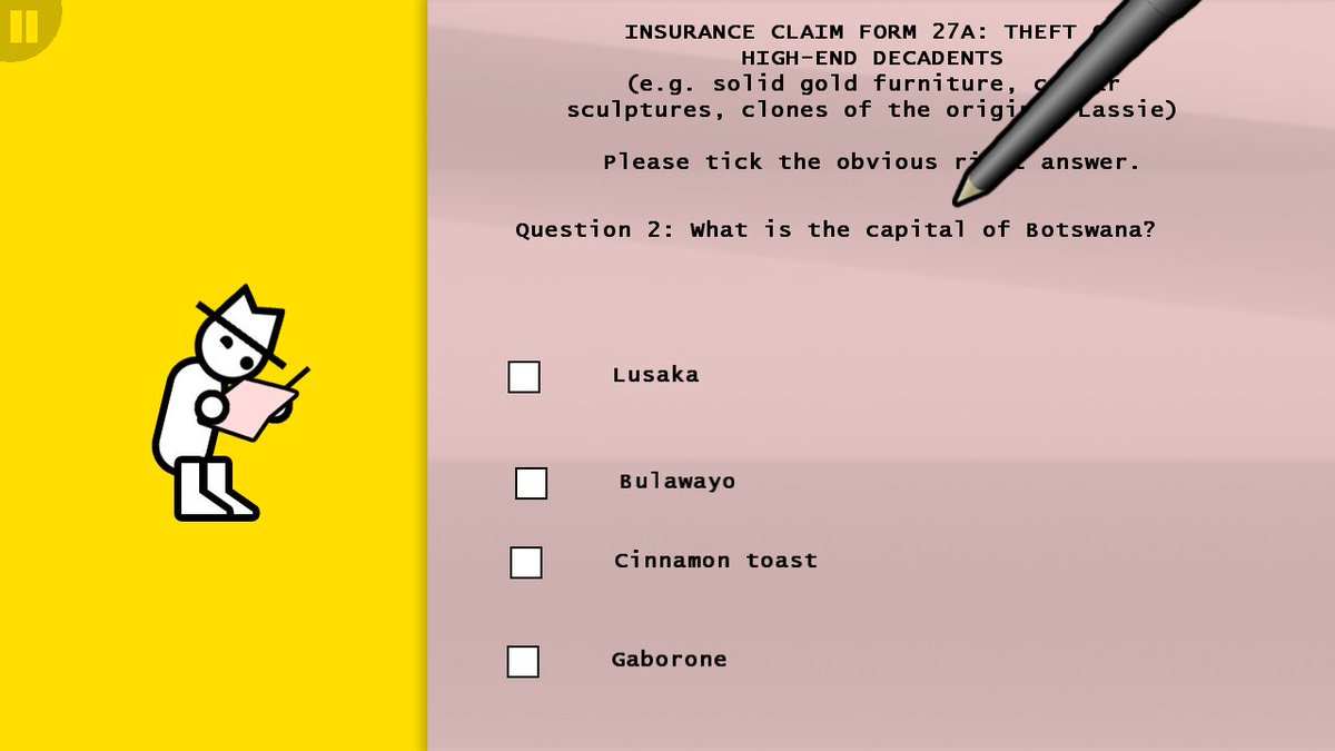 Remix27UK's tweet photo. First time I've ever filled out an insurance form in a game before. #Hatfall https://t.co/7v6fIZcC4n