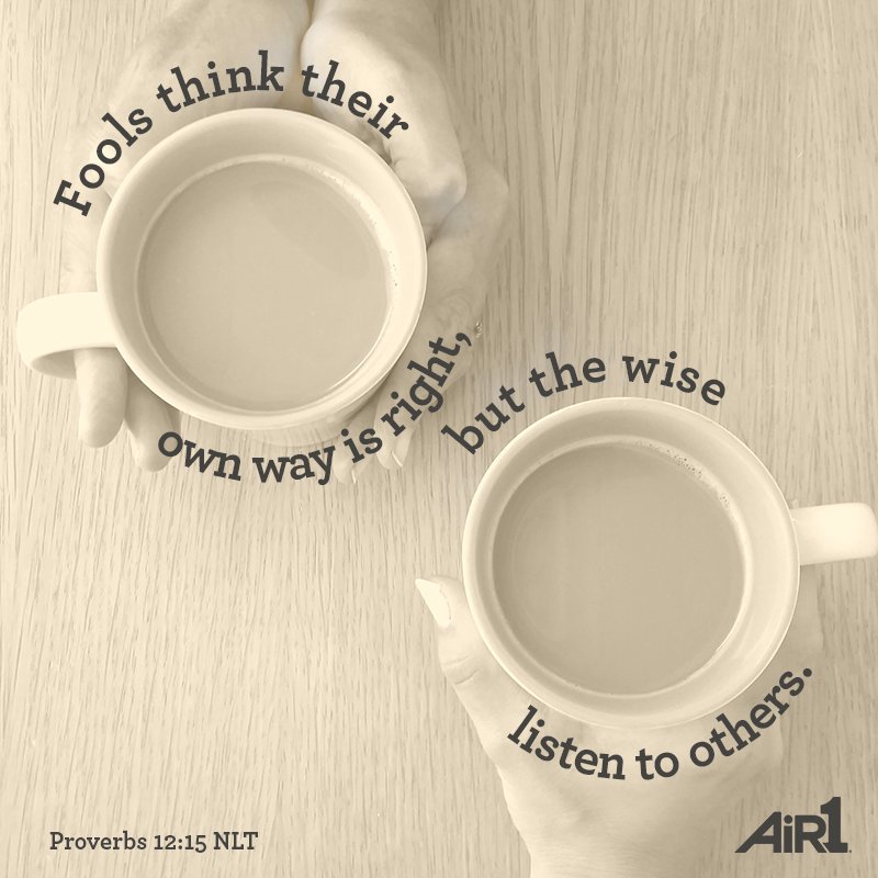 air1radio's tweet photo. How can you look for ways to slow down and truly listen to others today? #VOTD #Bible #Wisdom #Truth https://t.co/xs4wVP7IlN