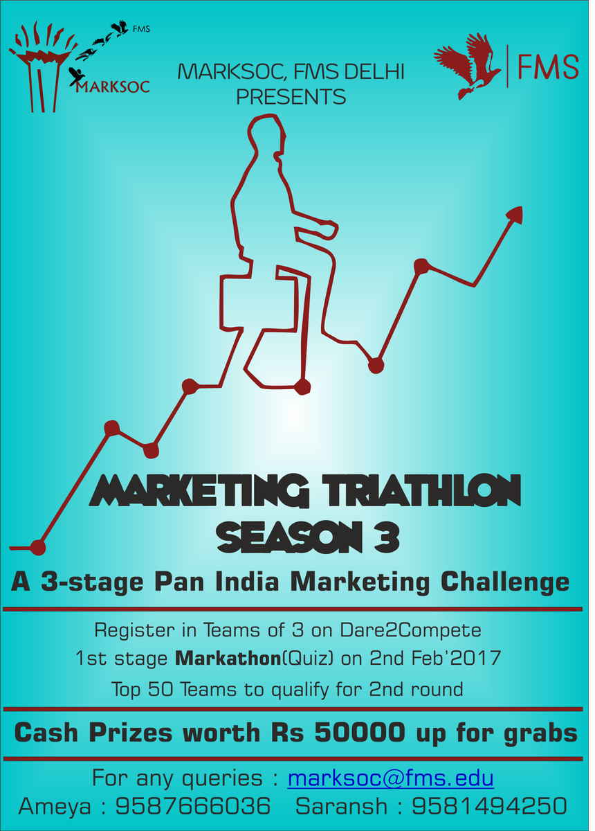 Fiesta_FMS's tweet photo. Marketing Society of FMS presents "Marketing Triathlon"
Register at https://t.co/0tVcGJt2IS
Round 1 on Feb 2nd 2017
https://t.co/ImlUkn0VEx https://t.co/XmgXHwWF38