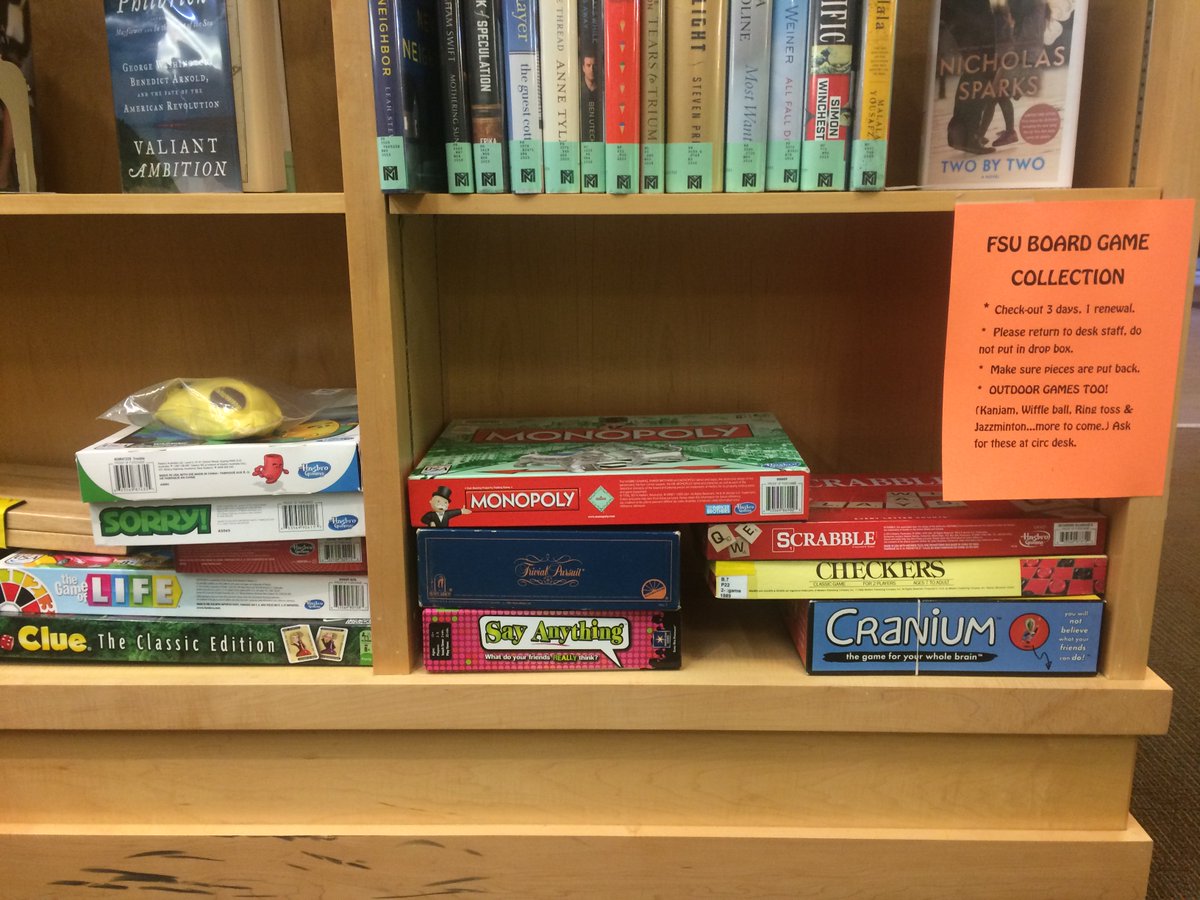 whittemorelib's tweet image. Bored? Need a study break? Stop by the library and borrow a game! Games are located near the circulation desk.