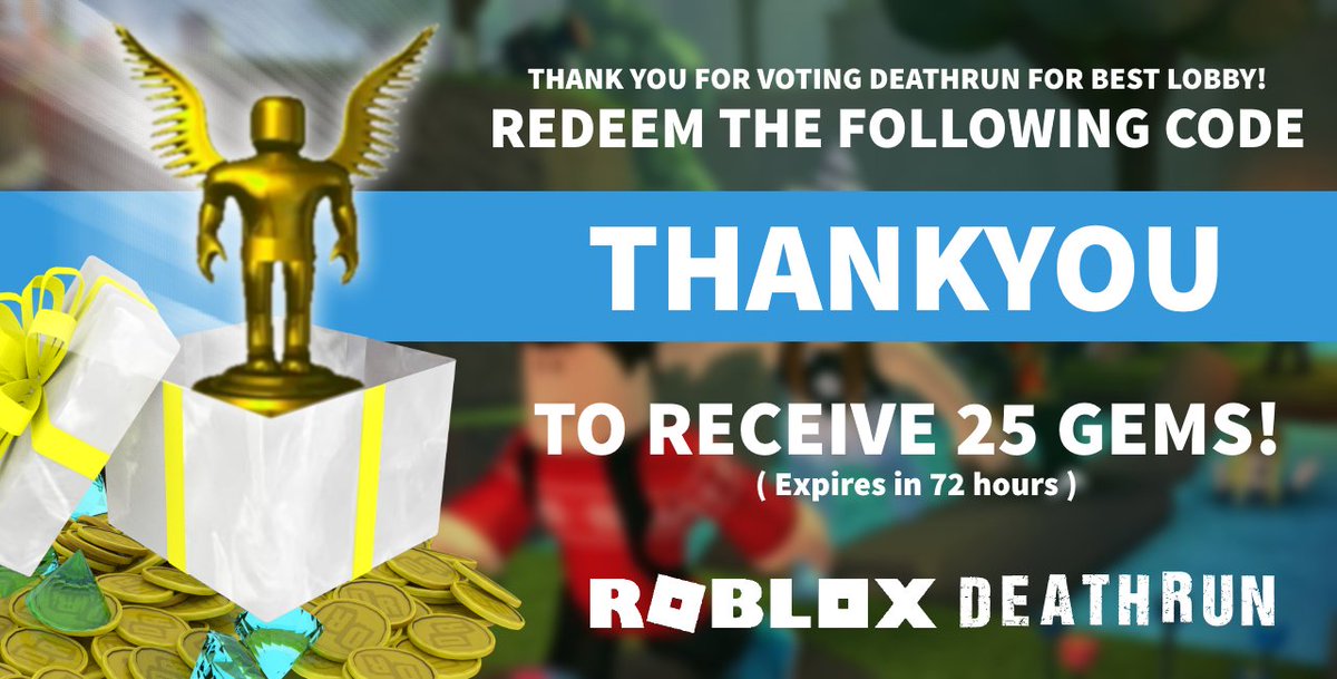 Wsly On Twitter Thank You For Voting Roblox Deathrun At - deathrun roblox codes 2017