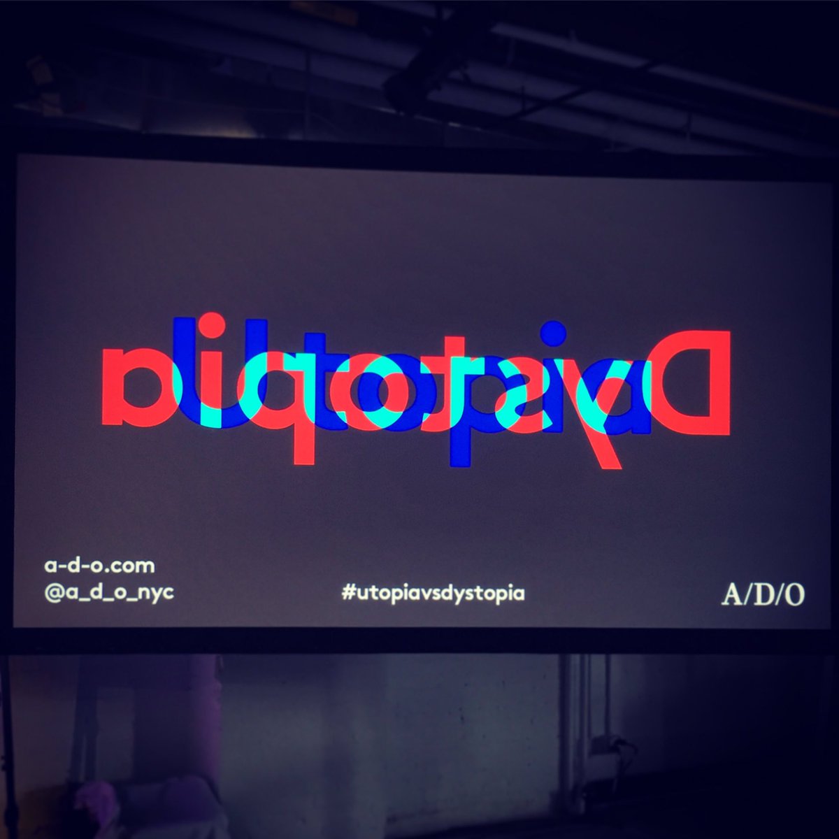 Utopia vs Dystopia is the theme of our launch festival here at A/D/O. Day two of talks kicking off now #Utopiavsdystopia