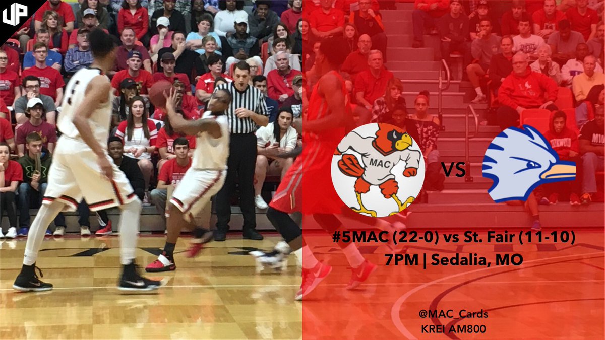 MAC_Cards's tweet photo. [MBB] #5MAC visits St. Fair today at 7PM! Listen on @MyMoInfoSports #GoMACCards https://t.co/uO4uF19ajj