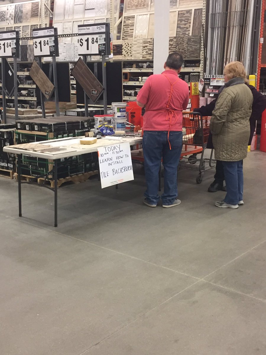 Customers came in early today for the Tile Backsplash Clinic. Rafael was ready and waiting for them! <a href="/elazielinska11/">Ela</a> <a href="/keith_metivier/">Keith Metivier</a>