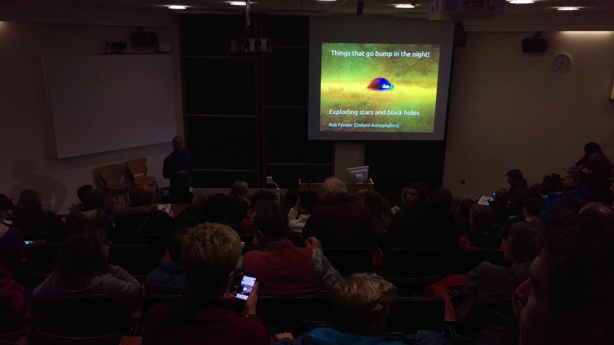 StargazingOxfd's tweet photo. It was a full house for the first talk. 'Things that go bump in the night" @OxfordPhysics https://t.co/Q0BnjM4uzW
