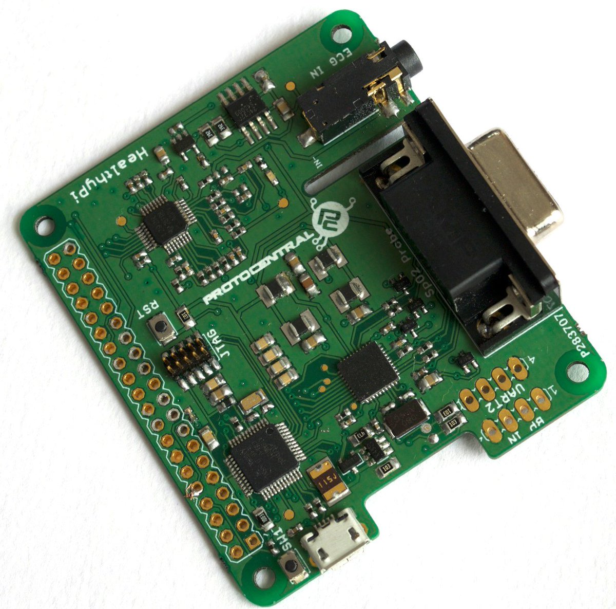 ProtoCentral's tweet photo. Launching the new HelathyPi, the first complete patient monitoring hat for @Raspberry_Pi https://t.co/8SAU7uJwnE #RaspberryPi #openmedical https://t.co/8MSRfUBGQC