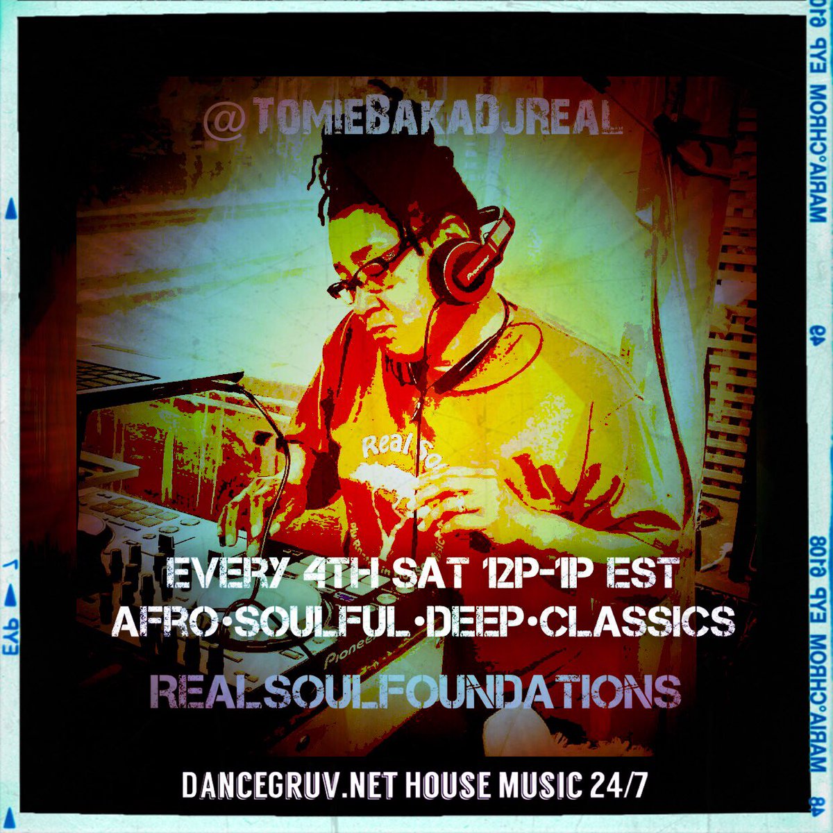 tomiebakadjreal's tweet photo. Today on https://t.co/AWrgTHyRmF #housemusic @tomiebakadjreal in the mix Afro to Classics 12p-1p EST #realsoulfoundations https://t.co/dmoqMK7hVh