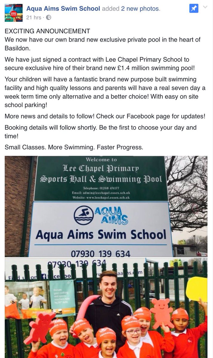Check your child's school bag for a flyer detailing these lessons, which start in September. <a href="/AquaAims/">Aqua Aims</a> #ourpoolisalmostfinished!