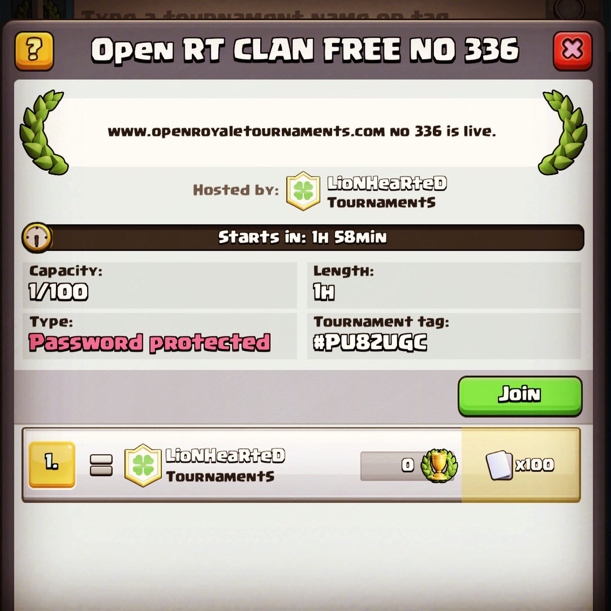 No 336 is live on openroyaletournaments.com you can find easily new tournaments and the passwords #openroyaletournaments #clashroyale