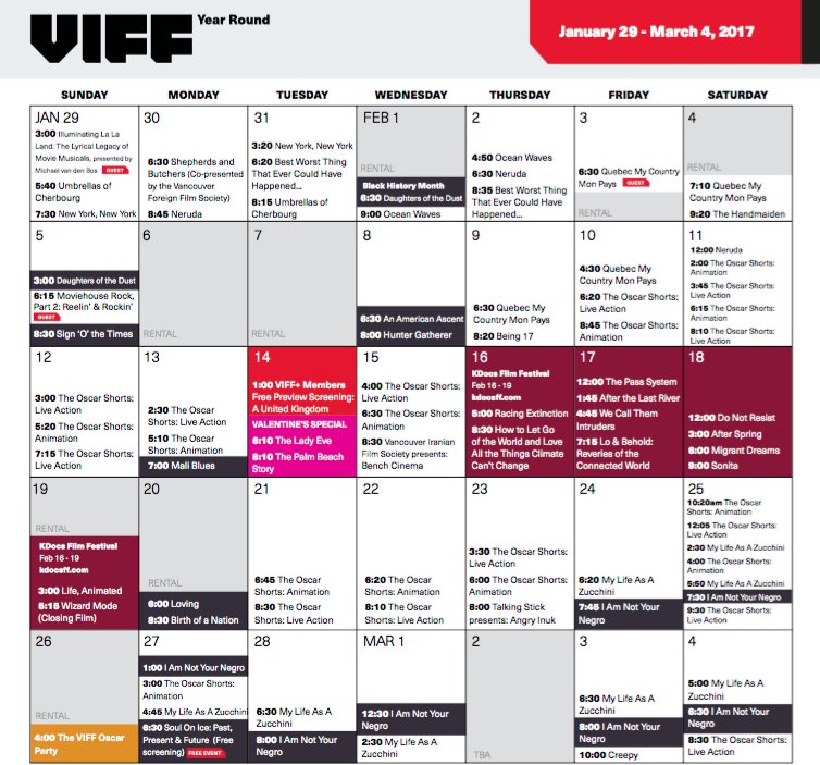 VIFFest's tweet photo. Mark ur calendars and download our schedule. It's going to be an incredible month! https://t.co/8wa7XxLlUv #blackhistorymonth #kdocs #oscars https://t.co/KQ7YFQ2rK0