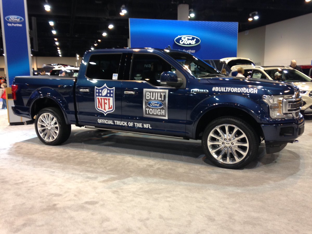 Ford_AudreyY's tweet photo. We have the 2018 #F150 at the #Omahaautoshow The official #truck of the NFL it has a 10 speed automatic transmission and a #diesel option https://t.co/ofER5lNRgl