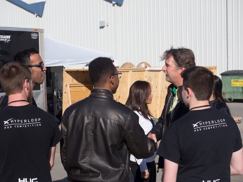 UofCincymag's tweet image. That time #HyperloopUC students met a legend at #SpaceX named Brogan BamBrogan. @BamBrogan. #breakapod #hyperloop magazine.uc.edu/news/hyperloop…