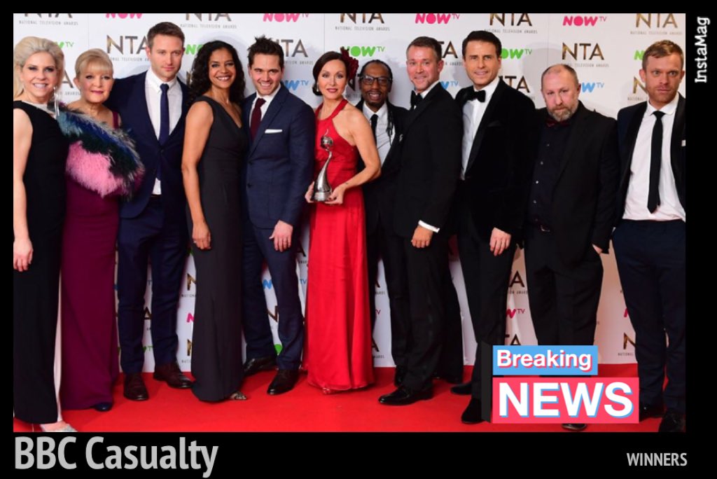 KayMealing_x's tweet photo. Our Winners. @BBCCasualty #Winners #NTAS #NTAs2017 @OfficialNTAs 
This fills me with pride and joy. This will go down in #casualty History. https://t.co/h0tmqRkQHg