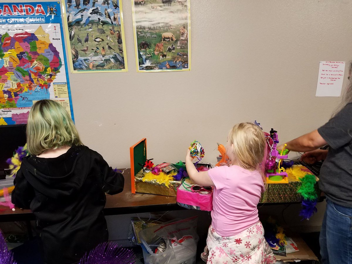 ESClearSpring's tweet image. Shoebox Floats on Parade!! Join us 2/9 4-6pm to view and bid on #MardiGras Floats ~ light refreshments @ESClearSpring School #onlyineureka