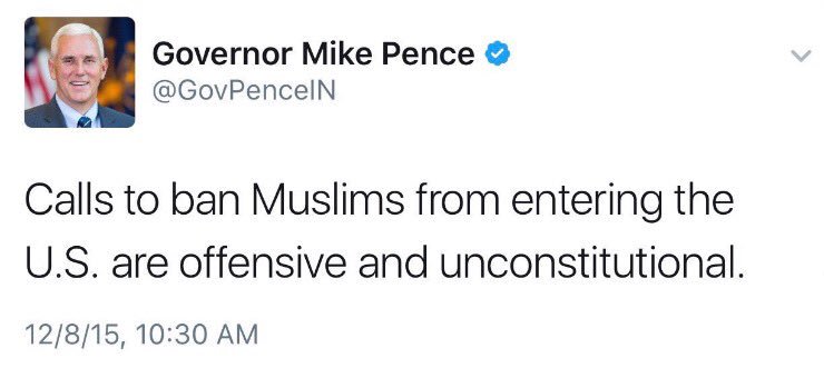 EmmaDaly's tweet photo. Dear @VP, please remind @potus that #MuslimBan is, as you said, unconstitutional &amp; offensive &amp; shd be ended now https://t.co/dLcW1o7xpw
