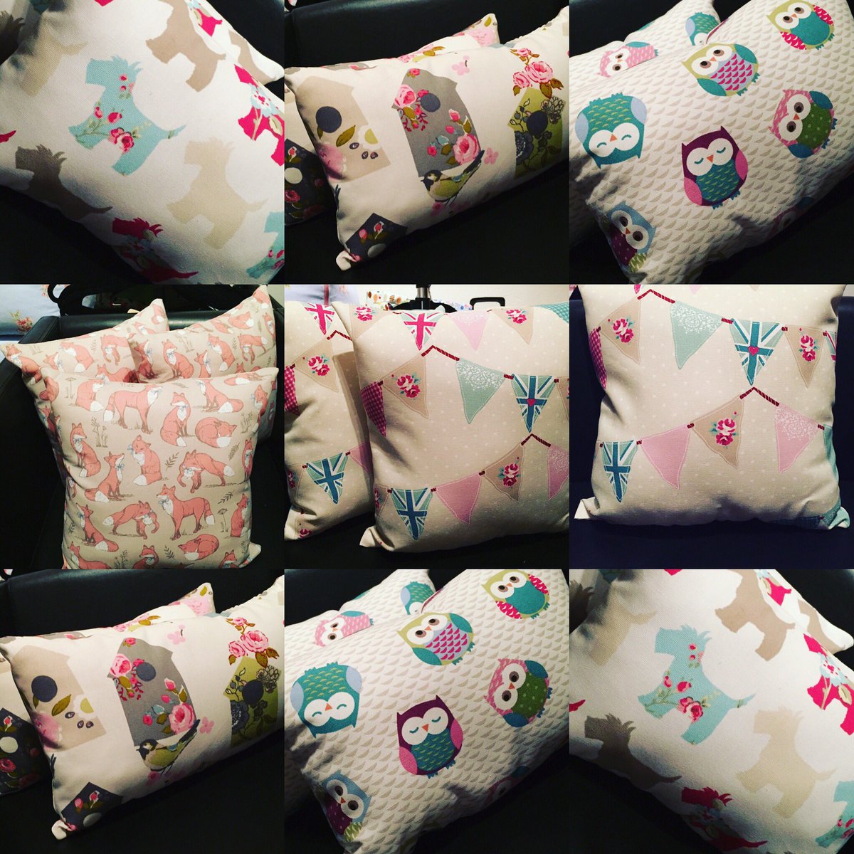 ppieces15's tweet photo. Cushion Crazy Kind Of Week!! Available From As Little As £4:00 each #cushion #anglesey #local #bunting #owls #foxes #scottydogs #handmade https://t.co/oCsvZDwUyv
