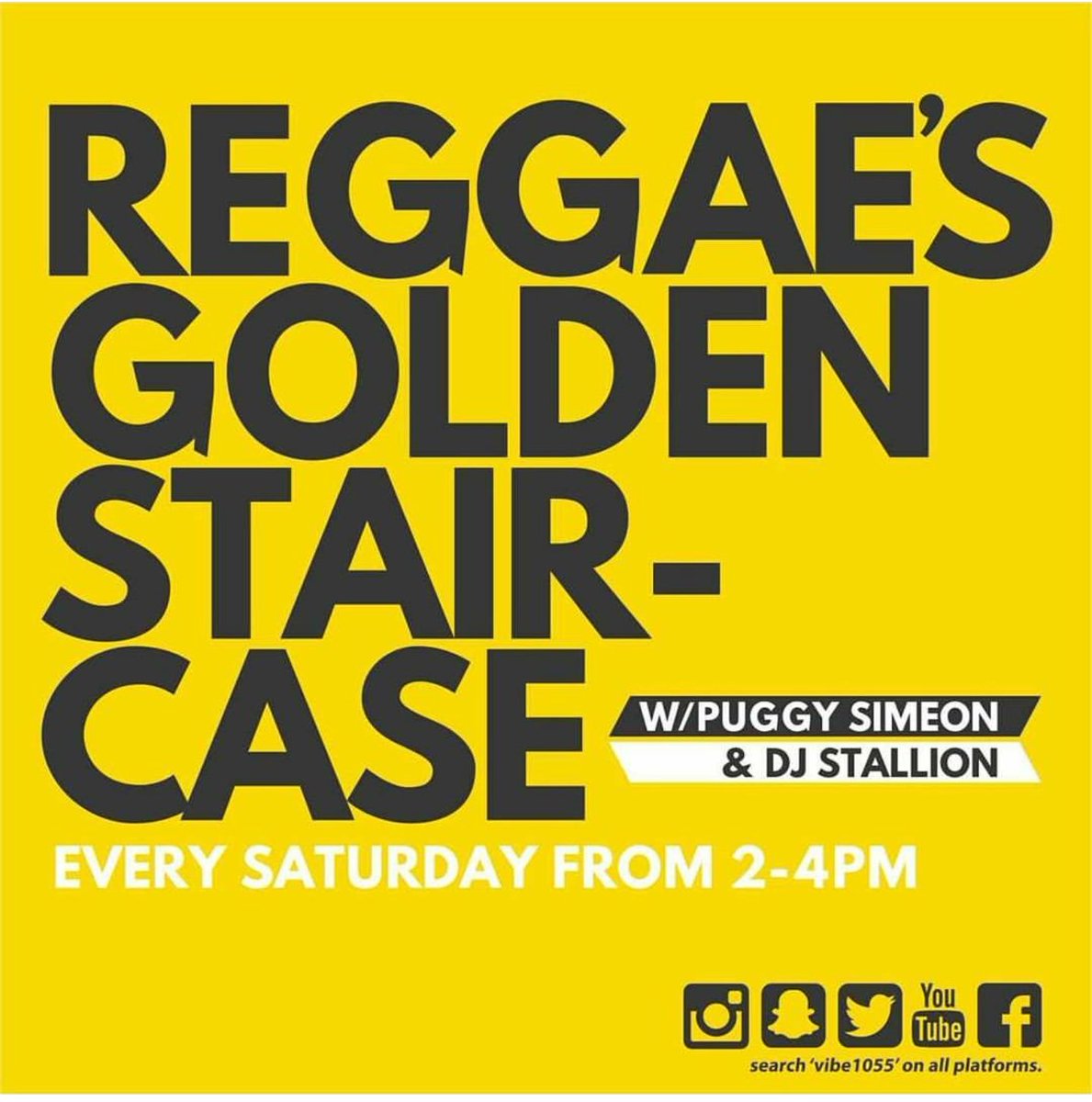 Saturday skanking 🔊🔊 REGGAE'S GOLDEN STAIR-CASE with <a href="/djstallion23/">DJ STALLION</a> &amp; <a href="/puggy_simeon/">Puggy Simeon</a> always blazing the airwaves <a href="/VIBE105TO/">VIBE105TO</a> 📻 @RootsmanSound