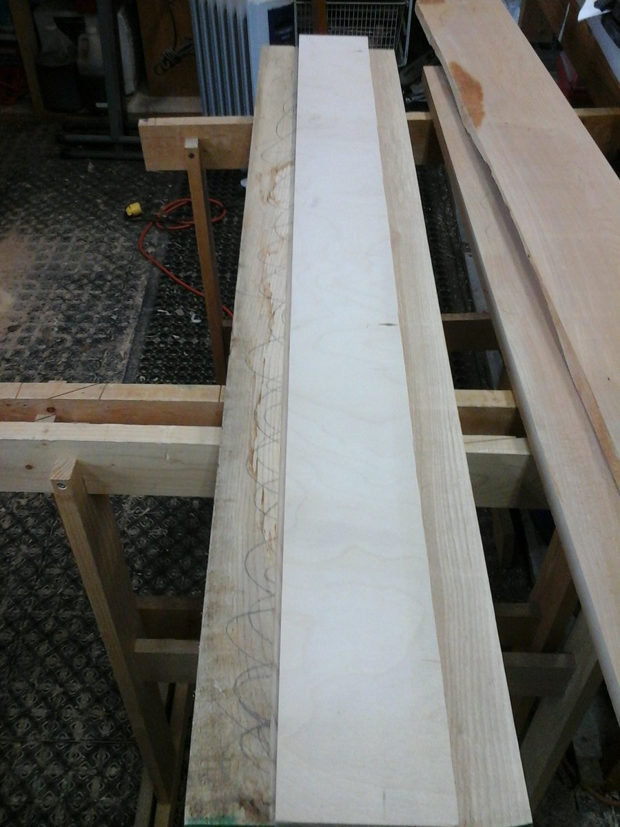 GarthTW2's tweet photo. Plywood  sled taped to the over width board. Do think this  will work  to plane the board? #wsbo https://t.co/gfwtrqmFEG