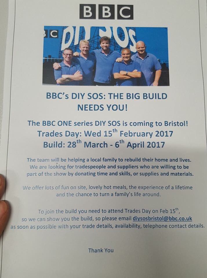 kistography's tweet photo. For my South West based followers. Let's spread the word. Pls RT #DIYSOS @DIYSOS @MrNickKnowles #bigbuild #bristol https://t.co/eSp5kNYaqy