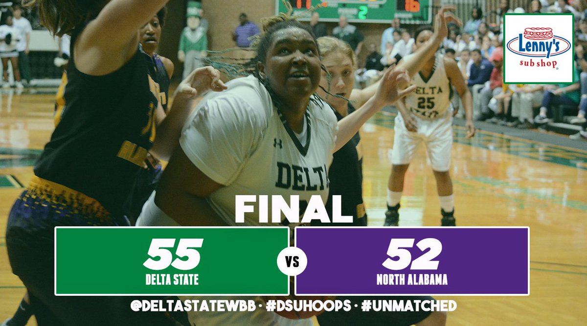 DeltaStateWBB's tweet photo. And that does it!! UNA's game-tying 3-point attempt falls short, and the Lady 🎩 hold on for the huge road victory!! 💪 #DSUHoops #Unmatched https://t.co/AA2SH0oWZR