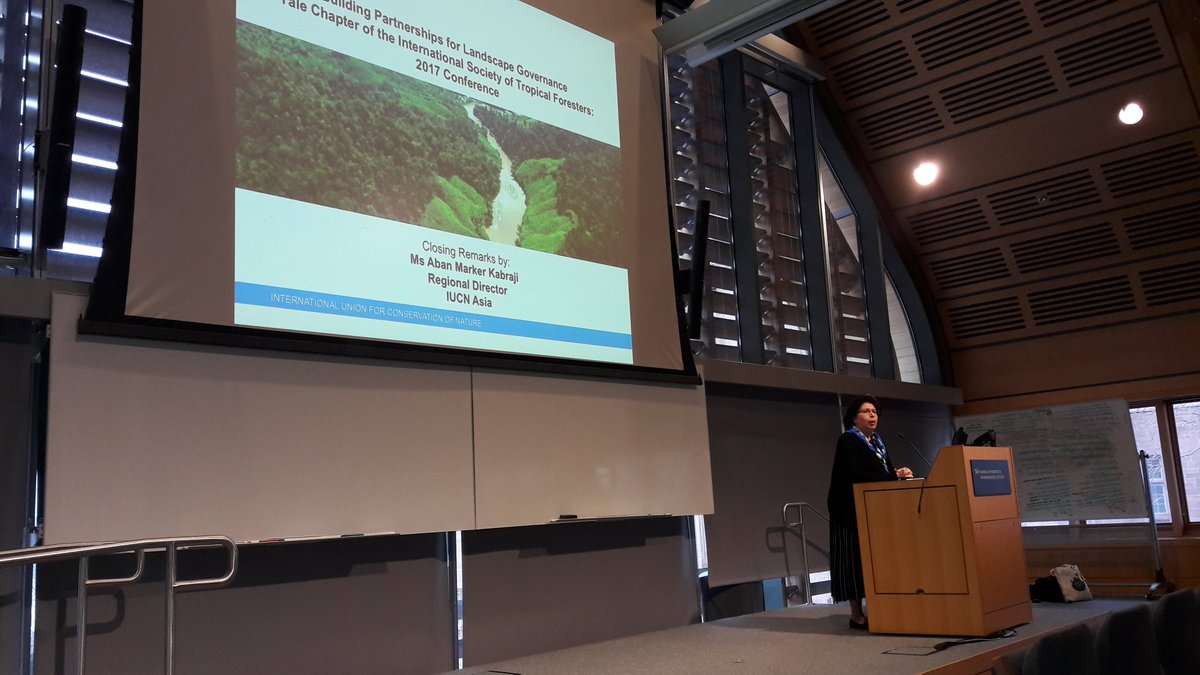 Poojation's tweet photo. Ms. Aban Marker- Kabraji of @IUCNAsia closing the @YaleISTF #ISTF2017 conference. A pleasure to have her at @YaleFES! @FESCDO #yaleFES https://t.co/Lt6Hm6eevD