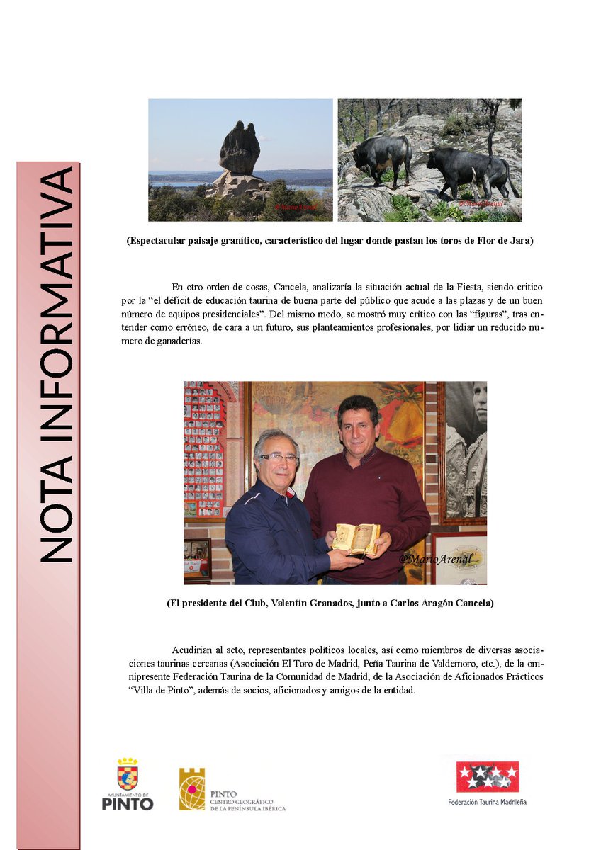 TaurinoPinto's tweet photo. Nota informativa de la visita al @TaurinoPinto del matador de toros y ganadero, Carlos Aragón Cancela. @Flordejara6 https://t.co/mkQvzP8ou8