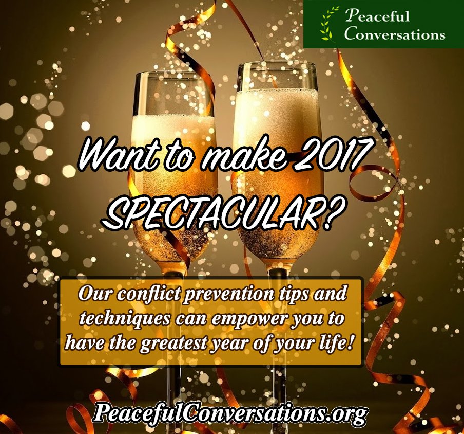PeacefulConvos's tweet photo. Want to make 2017 SPECTACULAR?  Our #conflictprevention tips and #techniques can #empower you! https://t.co/GPhRHhFa8M https://t.co/svOzzSj9SD
