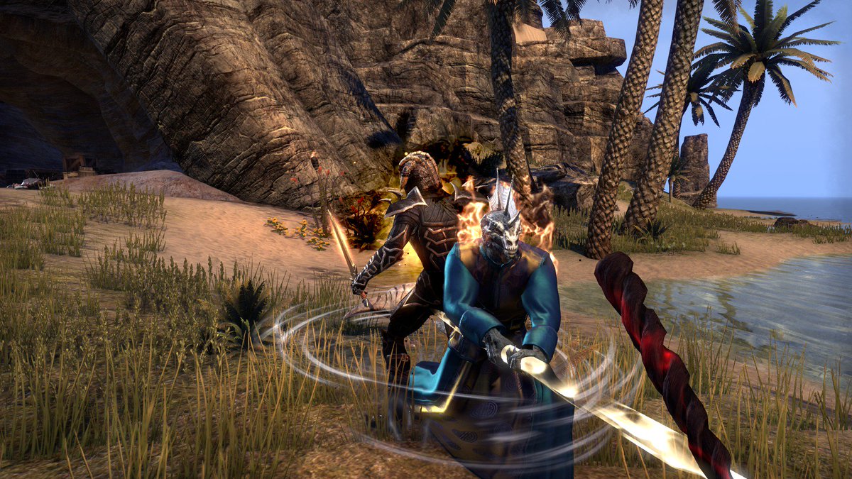 EscapistFanatic's tweet photo. Fight Night outside Sandy Grotto in Stros M'Kai #TheMovingCastle #ESO #OneTamriel @Ukhlog @HellsbunniesTV @TESOnline https://t.co/uzlcrqt5MI