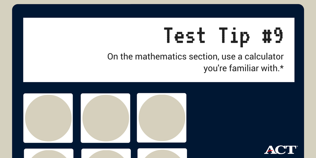 ACTStudent's tweet photo. ACT Test Tip: Make sure you use a calculator that you're familiar with that meets the calculator policy. https://t.co/Jkb7zzfPig