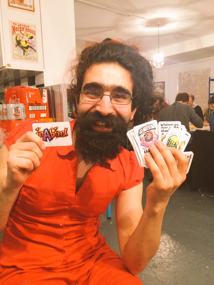 KeziaBuzz's tweet image. So 2nite @GoodDoctor84 &amp;amp;I got to play the game #InABind wiv its creator @stuffByBez @itbboardgames #gamejam tonight yup.Awesome 🐙 #gr8night