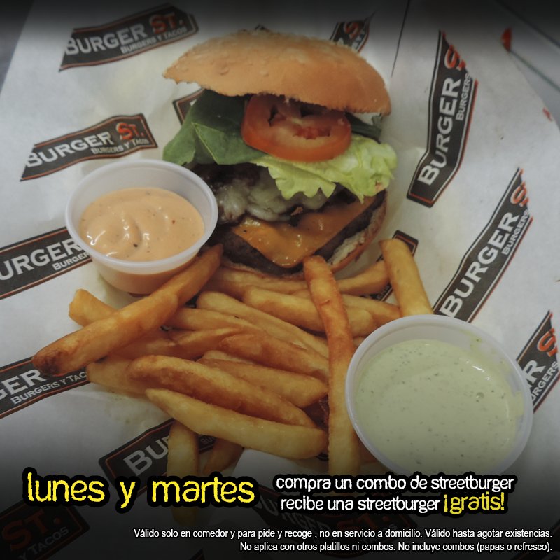 burgerstmty's tweet photo. Si tu favorito es el combo de streetburger, ¡ven por una streetburger gratis! 😁🍔🍟 Válido 30/31-enero en sucursales de #Monterrey y #Cancún. https://t.co/vut4fM7g3g